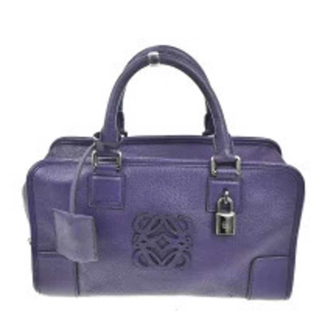 Loewe Anagram Amazona Handbag Suede Leather Purple